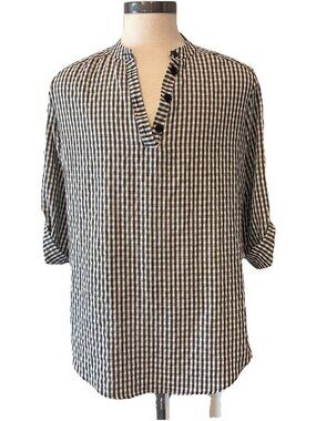 Studio JPR Women Plus Size 1X Black White Tunic Top Blouse 3/4 Sleeve